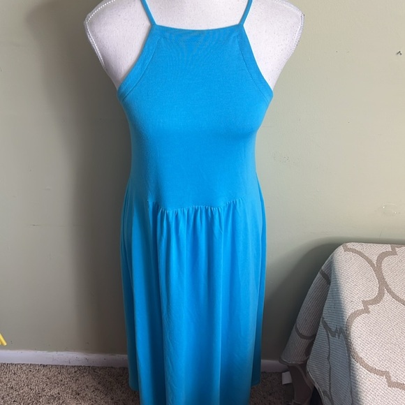 Lou & Grey Vibrant Blue Crisscross straps back maxi/ midi dress, size small - Picture 7 of 13